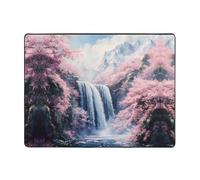 WZYWHJ Area Rugs,Living Room Floor Mats Runner Rug Non-Skip Nursery Mat Playing Carpet 63 x 48 inch Sakura Waterfall Picture