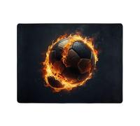 WZYWHJ Area Rugs,Living Room Floor Mats Runner Rug Non-Skip Nursery Mat Playing Carpet 63 x 48 inch Burning Football Printing
