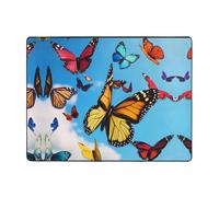 WZYWHJ Area Rugs,Living Room Floor Mats Runner Rug Non-Skip Nursery Mat Playing Carpet 63 x 48 inch Butterflies flying Pattern