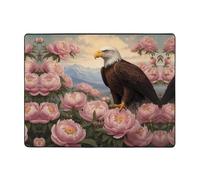 WZYWHJ Area Rugs,Living Room Floor Mats Runner Rug Non-Skip Nursery Mat Playing Carpet 63 x 48 inch Eagle Among The Peonies Printing