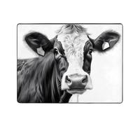 WZYWHJ Area Rugs,Living Room Floor Mats Runner Rug Non-Skip Nursery Mat Playing Carpet 63 x 48 inch black and white cow Printed