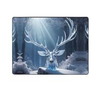 WZYWHJ Area Rugs,Living Room Floor Mats Runner Rug Non-Skip Nursery Mat Playing Carpet 63 x 48 inch Frost Crystal Antlers Prints