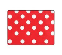 WZYWHJ Area Rugs,Living Room Floor Mats Runner Rug Non-Skip Nursery Mat Playing Carpet 63 x 48 inch red and white polka dots Printing
