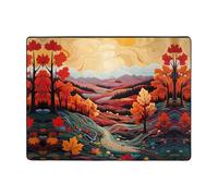 WZYWHJ Area Rugs,Living Room Floor Mats Runner Rug Non-Skip Nursery Mat Playing Carpet 63 x 48 inch Maple leaves and hills Printed