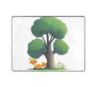 WZYWHJ Area Rugs,Living Room Floor Mats Runner Rug Non-Skip Nursery Mat Playing Carpet 63 x 48 inch Little Fox Behind The Tree Printing