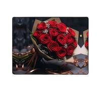 WZYWHJ Area Rugs,Living Room Floor Mats Runner Rug Non-Skip Nursery Mat Playing Carpet 63 x 48 inch Bouquet of red roses Printing