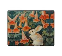 WZYWHJ Area Rugs,Living Room Floor Mats Runner Rug Non-Skip Nursery Mat Playing Carpet 63 x 48 inch Little rabbit under the morning glory Printed