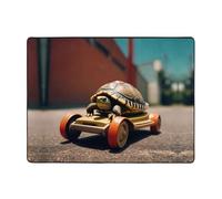 WZYWHJ Area Rugs,Living Room Floor Mats Runner Rug Non-Skip Nursery Mat Playing Carpet 63 x 48 inch Little turtle on a toy car Printed
