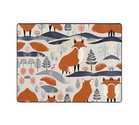 WZYWHJ Area Rugs,Living Room Floor Mats Runner Rug Non-Skip Nursery Mat Playing Carpet 63 x 48 inch Scandinavian Fox Pattern
