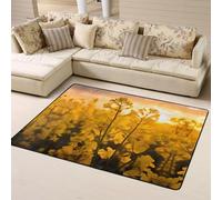 WZYWHJ Area Rugs,Living Room Floor Mats Runner Rug Non-Skip Nursery Mat Playing Carpet 63 x 48 inch Yellow rapeseed flowers Printed