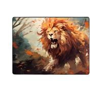 WZYWHJ Area Rugs,Living Room Floor Mats Runner Rug Non-Skip Nursery Mat Playing Carpet 63 x 48 inch The angry lion. Printed