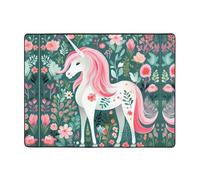 WZYWHJ Area Rugs,Living Room Floor Mats Runner Rug Non-Skip Nursery Mat Playing Carpet 63 x 48 inch Long-haired unicorns Printed