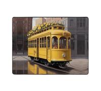 WZYWHJ Area Rugs,Living Room Floor Mats Runner Rug Non-Skip Nursery Mat Playing Carpet 63 x 48 inch Yellow Rose Bus Printed