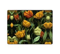 WZYWHJ Area Rugs,Living Room Floor Mats Runner Rug Non-Skip Nursery Mat Playing Carpet 63 x 48 inch Yellow tulips pattern Printed