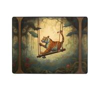 WZYWHJ Area Rugs,Living Room Floor Mats Runner Rug Non-Skip Nursery Mat Playing Carpet 63 x 48 inch Little tiger on the swing Printed