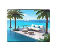 WZYWHJ Area Rugs,Living Room Floor Mats Runner Rug Non-Skip Nursery Mat Playing Carpet 63 x 48 inch Love Island on The S Printing