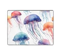 WZYWHJ Area Rugs,Living Room Floor Mats Runner Rug Non-Skip Nursery Mat Playing Carpet 63 x 48 inch Watercolor 3D Jellyfish Printing