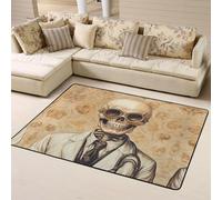 WZYWHJ Area Rugs,Living Room Floor Mats Runner Rug Non-Skip Nursery Mat Playing Carpet 63 x 48 inch Skull Experiment Doctor Printed