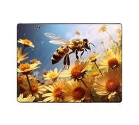 WZYWHJ Area Rugs,Living Room Floor Mats Runner Rug Non-Skip Nursery Mat Playing Carpet 63 x 48 inch Flying Bees Daisy Honey Printed