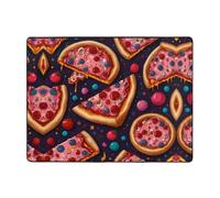 WZYWHJ Area Rugs,Living Room Floor Mats Runner Rug Non-Skip Nursery Mat Playing Carpet 63 x 48 inch Planet Color Pink Pizza Printing