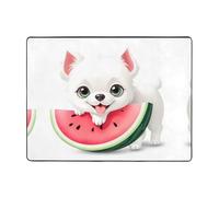WZYWHJ Area Rugs,Living Room Floor Mats Runner Rug Non-Skip Nursery Mat Playing Carpet 63 x 48 inch Watermelon Little White Dog Printed