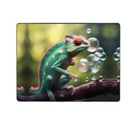 WZYWHJ Area Rugs,Living Room Floor Mats Runner Rug Non-Skip Nursery Mat Playing Carpet 63 x 48 inch A Chameleon with Bubbles Printing