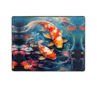 WZYWHJ Area Rugs,Living Room Floor Mats Runner Rug Non-Skip Nursery Mat Playing Carpet 63 x 48 inch Colorful koi in The Lake Printing