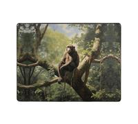 WZYWHJ Area Rugs,Living Room Floor Mats Runner Rug Non-Skip Nursery Mat Playing Carpet 63 x 48 inch Monkey sitting on a tree Printed