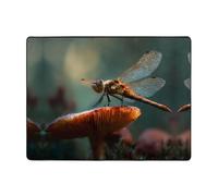 WZYWHJ Area Rugs,Living Room Floor Mats Runner Rug Non-Skip Nursery Mat Playing Carpet 63 x 48 inch Dragonfly on a mushroom Printed