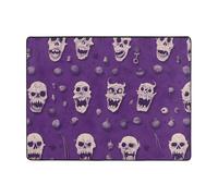 WZYWHJ Area Rugs,Living Room Floor Mats Runner Rug Non-Skip Nursery Mat Playing Carpet 63 x 48 inch Horror pattern on purple background Printing