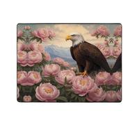 WZYWHJ Area Rugs,Living Room Floor Mats Runner Rug Non-Skip Nursery Mat Playing Carpet 63 x 48 inch Eagle among the peonies Printing