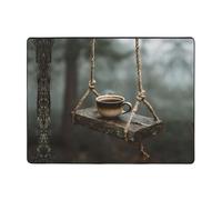 WZYWHJ Area Rugs,Living Room Floor Mats Runner Rug Non-Skip Nursery Mat Playing Carpet 63 x 48 inch Coffee on the swing. Printed