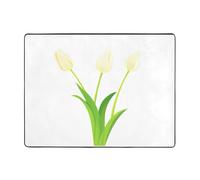 WZYWHJ Area Rugs,Living Room Floor Mats Runner Rug Non-Skip Nursery Mat Playing Carpet 63 x 48 inch Light yellow tulips Printed
