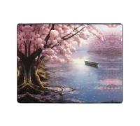 WZYWHJ Area Rugs,Living Room Floor Mats Runner Rug Non-Skip Nursery Mat Playing Carpet 63 x 48 inch Cherry Blossoms by The Lake Pattern