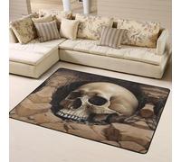WZYWHJ Area Rugs,Living Room Floor Mats Runner Rug Non-Skip Nursery Mat Playing Carpet 63 x 48 inch Skull in the pit Printed