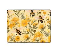WZYWHJ Area Rugs,Living Room Floor Mats Runner Rug Non-Skip Nursery Mat Playing Carpet 63 x 48 inch gnome bee yellow floral Printed