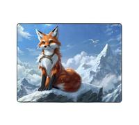 WZYWHJ Area Rugs,Living Room Floor Mats Runner Rug Non-Skip Nursery Mat Playing Carpet 63 x 48 inch Yellow fox on the mountain Printing