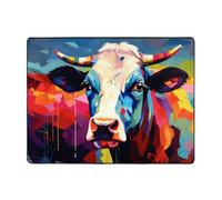 WZYWHJ Area Rugs,Living Room Floor Mats Runner Rug Non-Skip Nursery Mat Playing Carpet 63 x 48 inch Colored Cows Picture