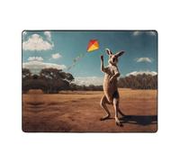 WZYWHJ Area Rugs,Living Room Floor Mats Runner Rug Non-Skip Nursery Mat Playing Carpet 63 x 48 inch Kangaroo flying a kite Printing
