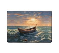 WZYWHJ Area Rugs,Living Room Floor Mats Runner Rug Non-Skip Nursery Mat Playing Carpet 80x58 inch Bamboo raft on The sea Printing