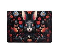 WZYWHJ Area Rugs,Living Room Floor Mats Runner Rug Non-Skip Nursery Mat Playing Carpet 80x58 inch Black rabbit's face Printed