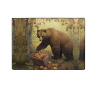 WZYWHJ Area Rugs,Living Room Floor Mats Runner Rug Non-Skip Nursery Mat Playing Carpet 80x58 inch Brown Bear Picking Apples Printing