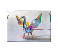 WZYWHJ Area Rugs,Living Room Floor Mats Runner Rug Non-Skip Nursery Mat Playing Carpet 80x58 inch Colorful Crane Origami Pattern