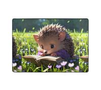 WZYWHJ Area Rugs,Living Room Floor Mats Runner Rug Non-Skip Nursery Mat Playing Carpet 80x58 inch Hedgehog reading seriously Picture
