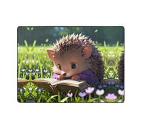 WZYWHJ Area Rugs,Living Room Floor Mats Runner Rug Non-Skip Nursery Mat Playing Carpet 80x58 inch Hedgehog Reading Seriously Picture