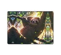 WZYWHJ Area Rugs,Living Room Floor Mats Runner Rug Non-Skip Nursery Mat Playing Carpet 80x58 inch Lazy Sloth Prints