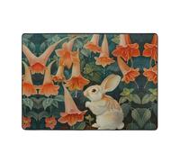 WZYWHJ Area Rugs,Living Room Floor Mats Runner Rug Non-Skip Nursery Mat Playing Carpet 80x58 inch Little rabbit under the morning glory Printed