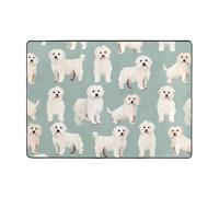 WZYWHJ Area Rugs,Living Room Floor Mats Runner Rug Non-Skip Nursery Mat Playing Carpet 80x58 inch Little White Dogs Pattern Printed