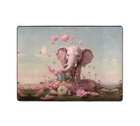 WZYWHJ Area Rugs,Living Room Floor Mats Runner Rug Non-Skip Nursery Mat Playing Carpet 80x58 inch Little Pink Elephant Watering The Flowers Printed