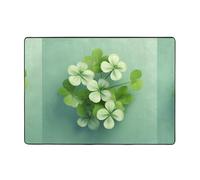 WZYWHJ Area Rugs,Living Room Floor Mats Runner Rug Non-Skip Nursery Mat Playing Carpet 80x58 inch Lucky Clover Picture
